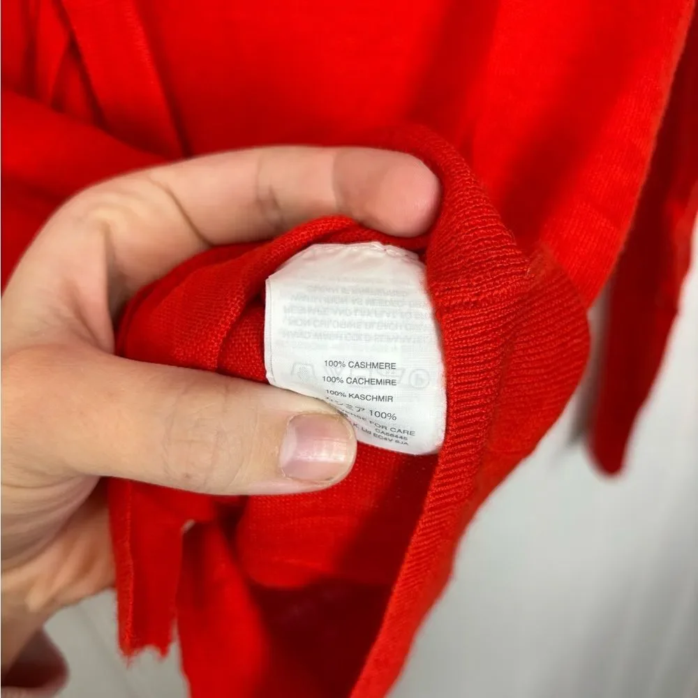 J. Crew Vibrant Red neck tie Italian yarn cashmere Knit sweater